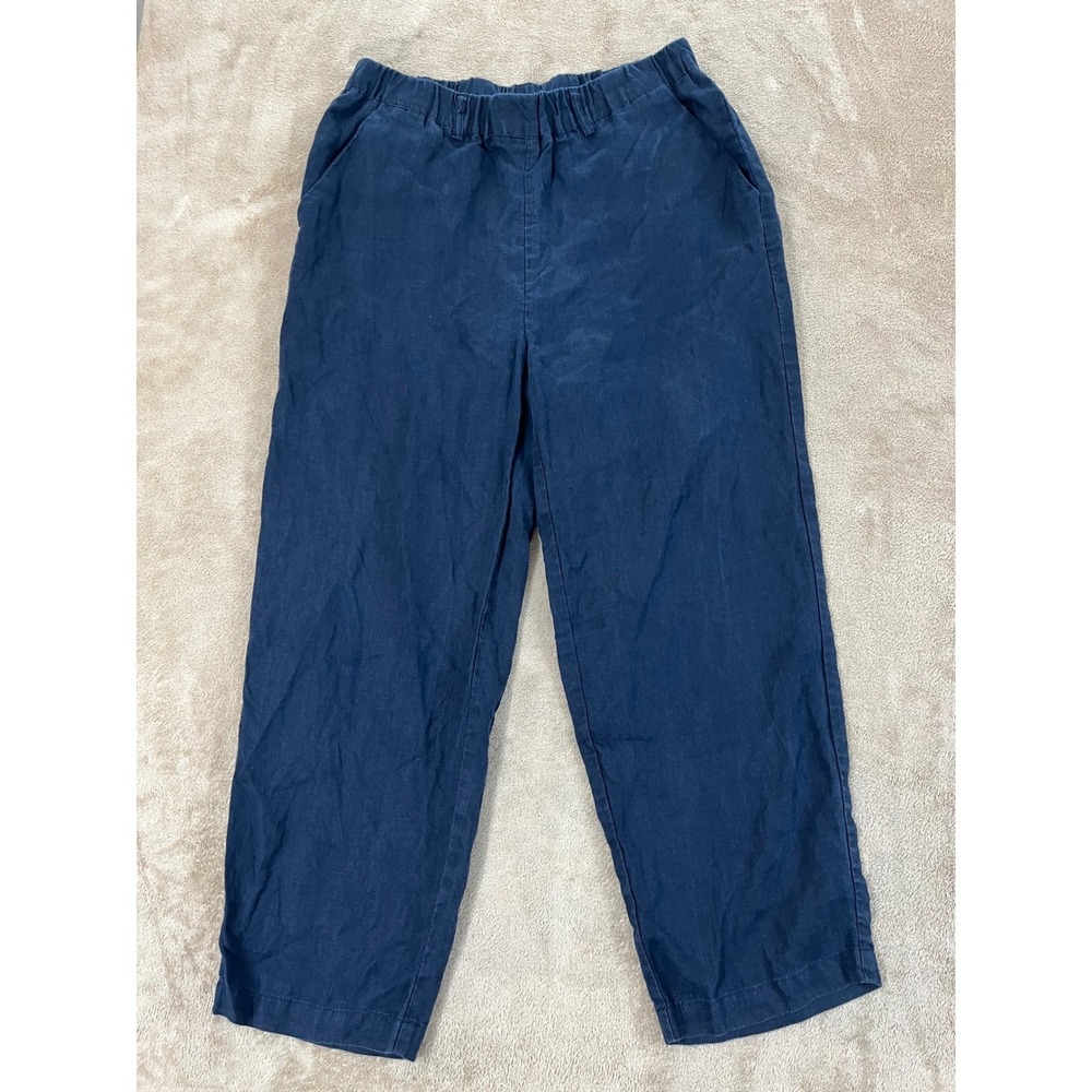 Quince Linen Pants Women Size Small 30" Navy Blue Casual Preppy Relaxed EUC